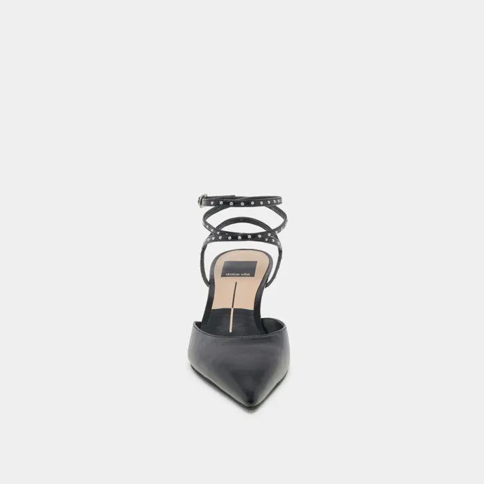 Heels Shop Dolce Vita Loklyn Stud Heels Midnight Crinkle Patent Midnight Crinkle Patent