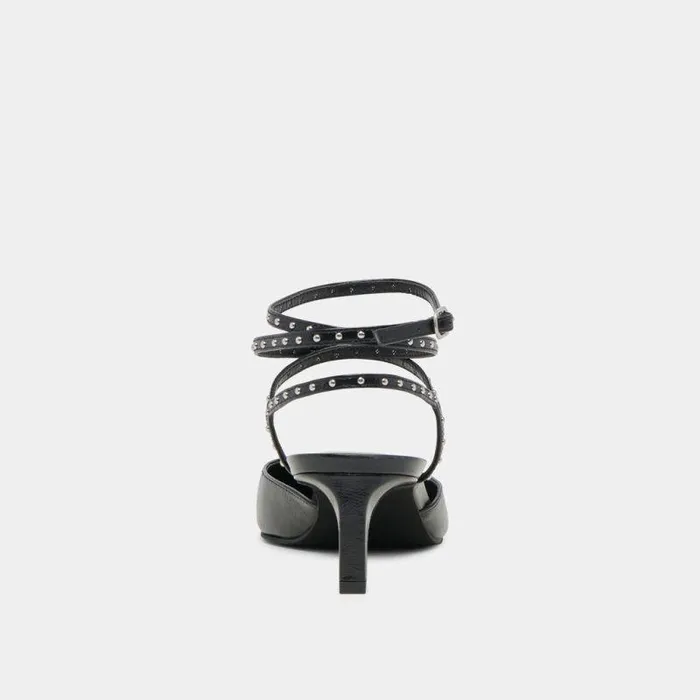 Heels Shop Dolce Vita Loklyn Stud Heels Midnight Crinkle Patent Midnight Crinkle Patent