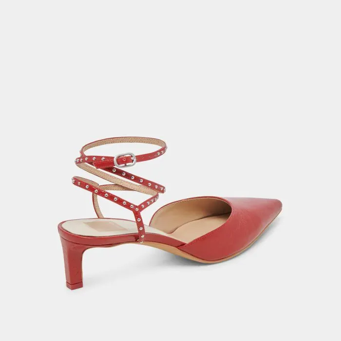 Heels Shop Dolce Vita Loklyn Stud Heels Red Crinkle Patent Red Crinkle Patent