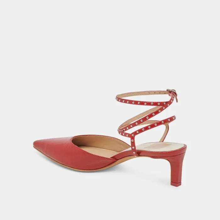 Heels Shop Dolce Vita Loklyn Stud Heels Red Crinkle Patent Red Crinkle Patent