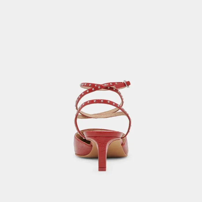 Heels Shop Dolce Vita Loklyn Stud Heels Red Crinkle Patent Red Crinkle Patent
