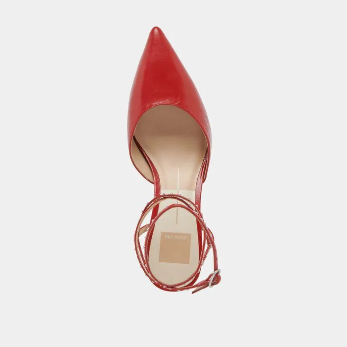 Heels Shop Dolce Vita Loklyn Stud Heels Red Crinkle Patent Red Crinkle Patent
