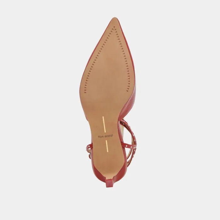 Heels Shop Dolce Vita Loklyn Stud Heels Red Crinkle Patent Red Crinkle Patent