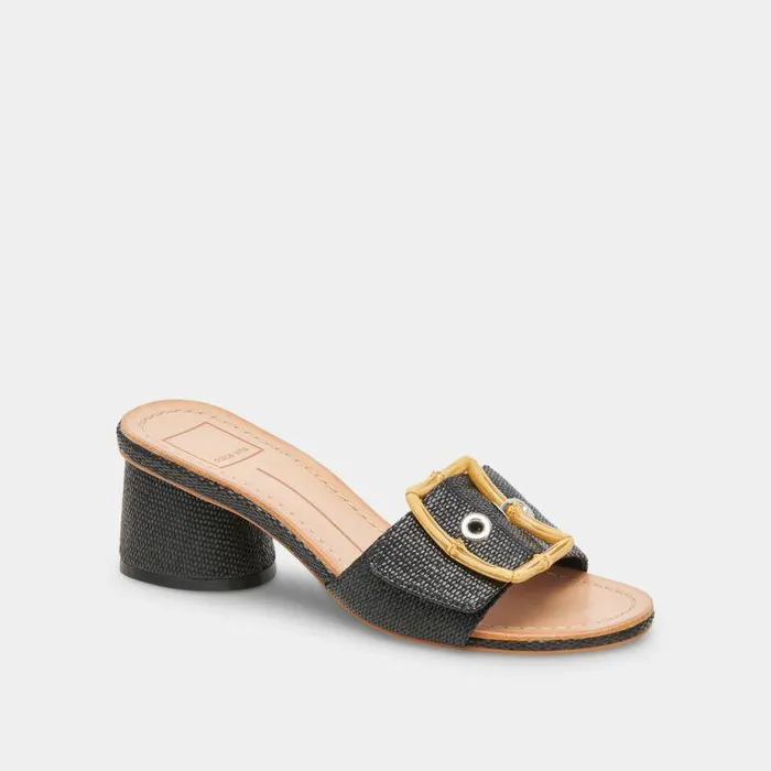 Heels Shop Dolce Vita Lucey Heels Black Raffia Black Raffia