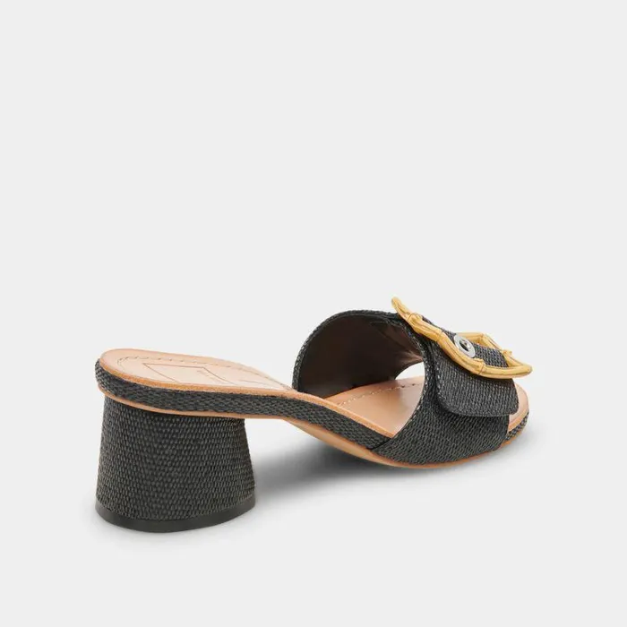 Heels Shop Dolce Vita Lucey Wide Heels Black Raffia Black Raffia