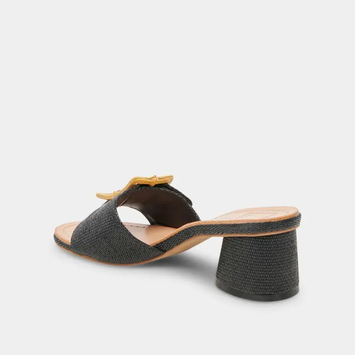 Heels Shop Dolce Vita Lucey Wide Heels Black Raffia Black Raffia