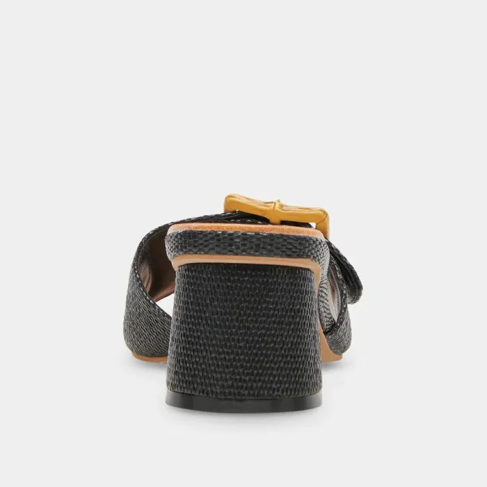 Heels Shop Dolce Vita Lucey Wide Heels Black Raffia Black Raffia