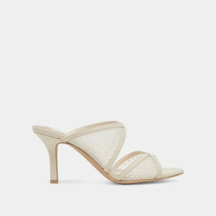 Heels Shop Dolce Vita Mandel Pearl Heels Ivory Mesh Ivory Mesh