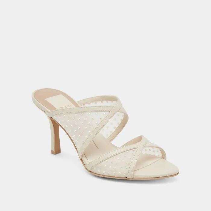 Heels Shop Dolce Vita Mandel Pearl Heels Ivory Mesh Ivory Mesh