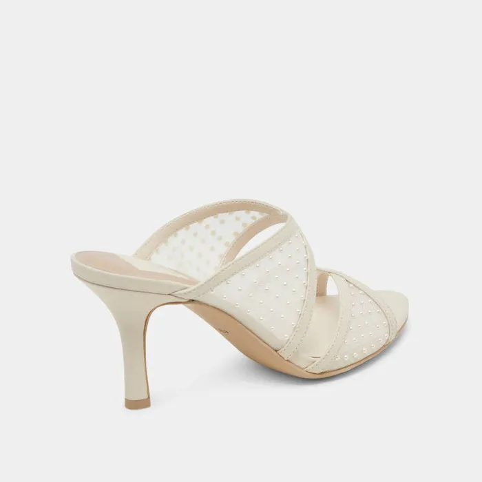 Heels Shop Dolce Vita Mandel Pearl Heels Ivory Mesh Ivory Mesh
