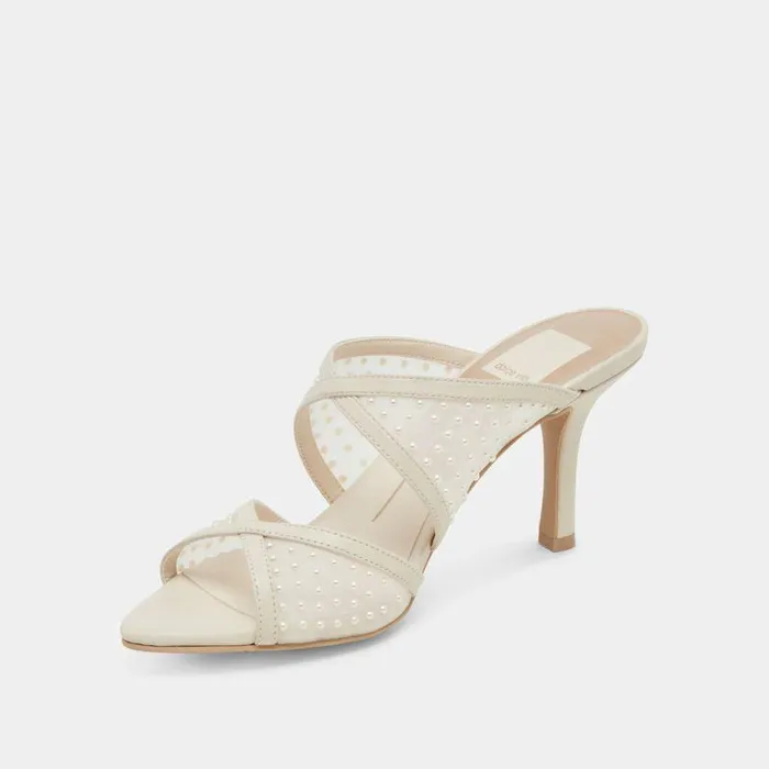 Heels Shop Dolce Vita Mandel Pearl Heels Ivory Mesh Ivory Mesh
