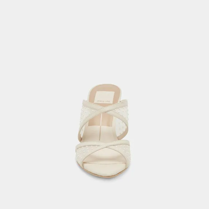 Heels Shop Dolce Vita Mandel Pearl Heels Ivory Mesh Ivory Mesh