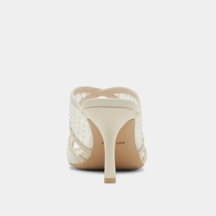 Heels Shop Dolce Vita Mandel Pearl Heels Ivory Mesh Ivory Mesh