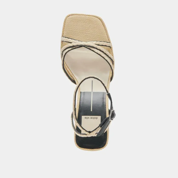 Heels Shop Dolce Vita Manji Braid Heels Black Natural Jute Black Natural Jute
