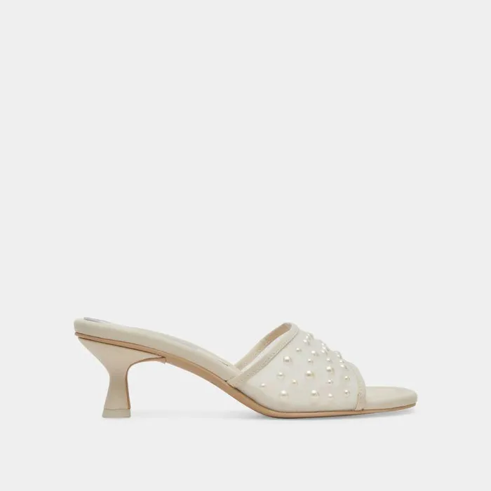 Heels Shop Dolce Vita Meeza Pearl Heels Ivory Mesh Ivory Mesh