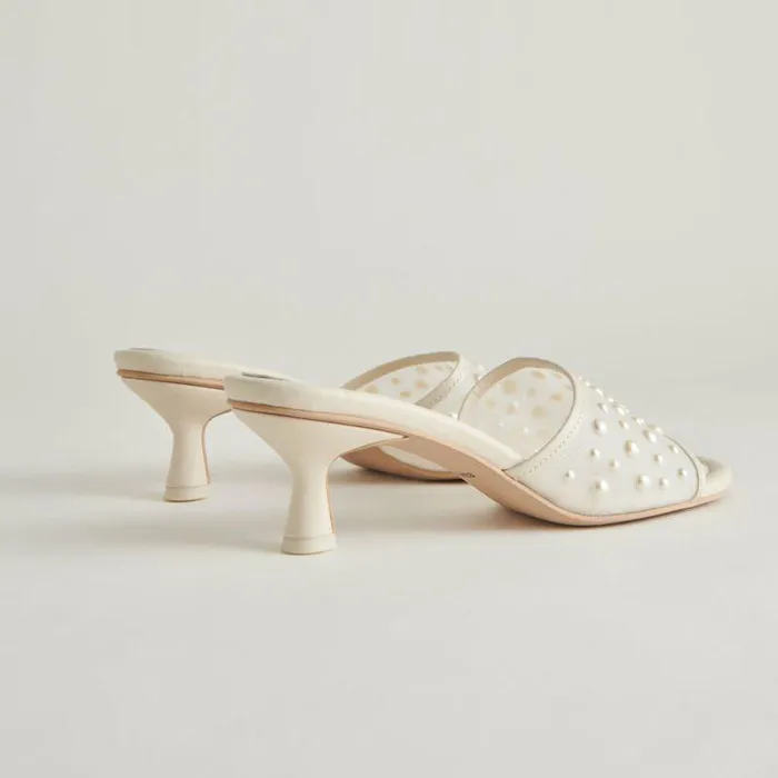 Heels Shop Dolce Vita Meeza Pearl Heels Ivory Mesh Ivory Mesh