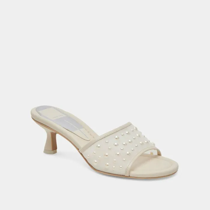 Heels Shop Dolce Vita Meeza Pearl Heels Ivory Mesh Ivory Mesh