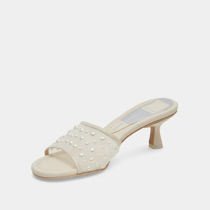 Heels Shop Dolce Vita Meeza Pearl Heels Ivory Mesh Ivory Mesh