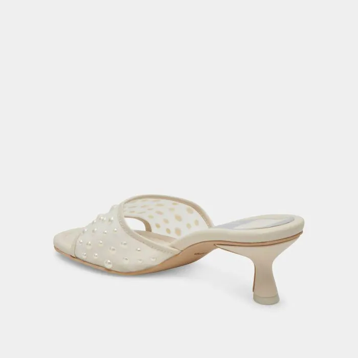 Heels Shop Dolce Vita Meeza Pearl Heels Ivory Mesh Ivory Mesh