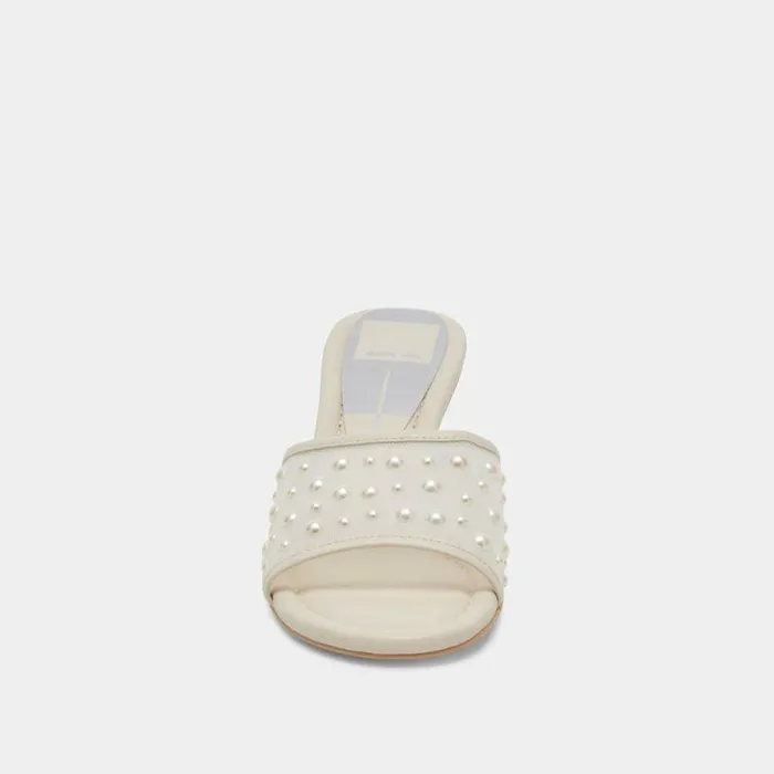 Heels Shop Dolce Vita Meeza Pearl Heels Ivory Mesh Ivory Mesh