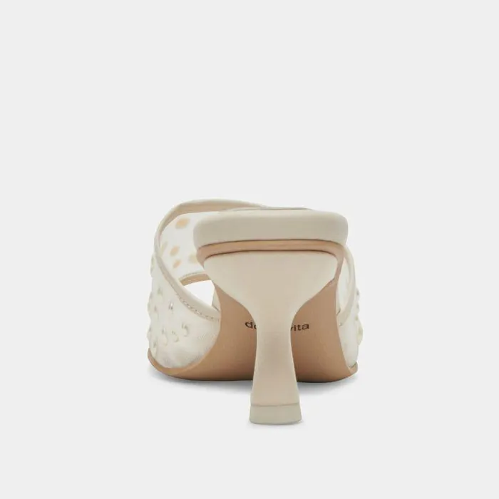 Heels Shop Dolce Vita Meeza Pearl Heels Ivory Mesh Ivory Mesh