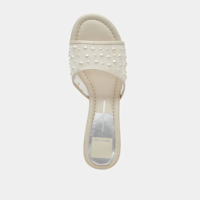 Heels Shop Dolce Vita Meeza Pearl Heels Ivory Mesh Ivory Mesh