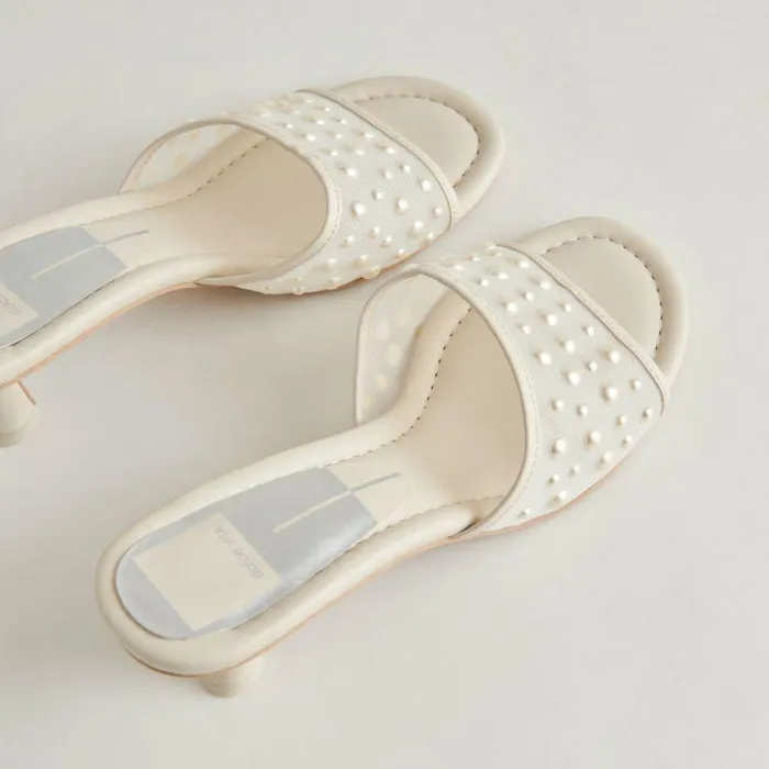 Heels Shop Dolce Vita Meeza Pearl Heels Ivory Mesh Ivory Mesh
