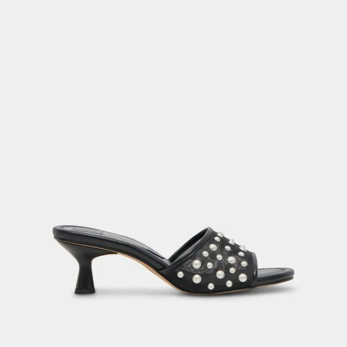 Heels Shop Dolce Vita Meeza Pearl Heels Onyx Mesh Onyx Mesh