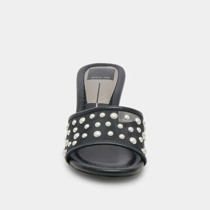 Heels Shop Dolce Vita Meeza Pearl Heels Onyx Mesh Onyx Mesh
