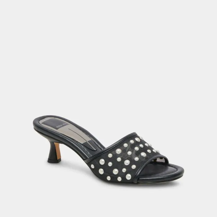 Heels Shop Dolce Vita Meeza Pearl Heels Onyx Mesh Onyx Mesh