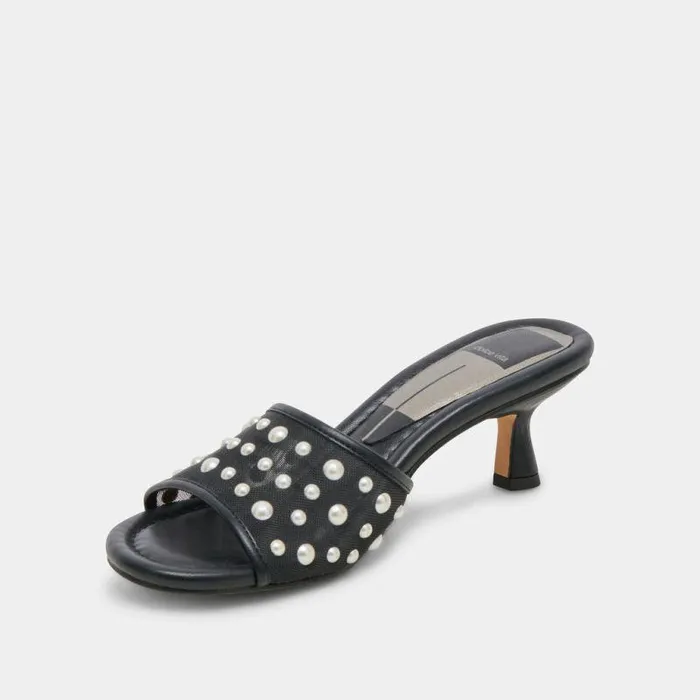 Heels Shop Dolce Vita Meeza Pearl Heels Onyx Mesh Onyx Mesh