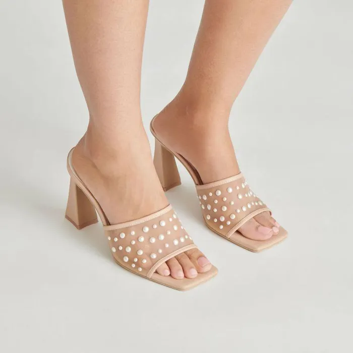 Heels Shop Dolce Vita Narda Pearl Heels Blush Mesh Blush Mesh