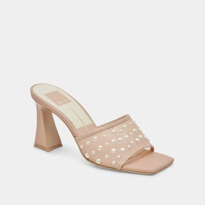 Heels Shop Dolce Vita Narda Pearl Heels Blush Mesh Blush Mesh
