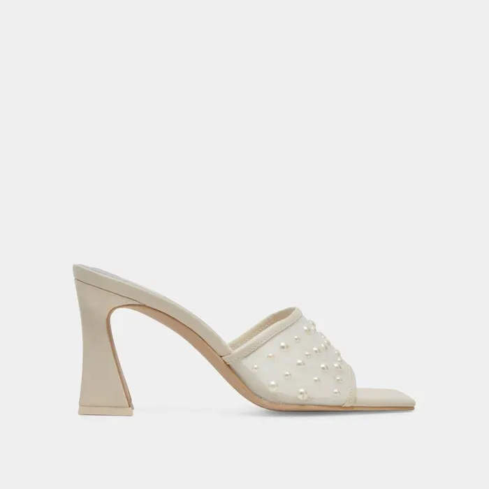 Heels Shop Dolce Vita Narda Pearl Heels Ivory Mesh Ivory Mesh