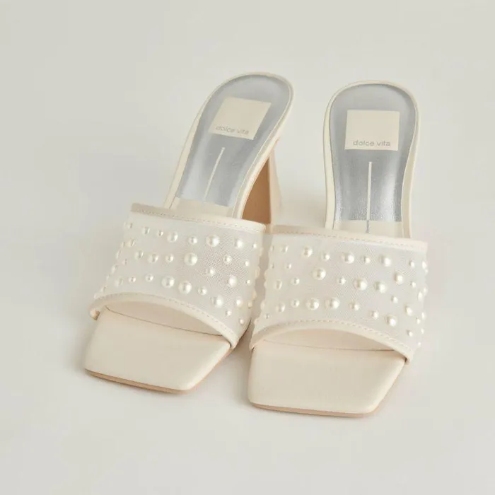 Heels Shop Dolce Vita Narda Pearl Heels Ivory Mesh Ivory Mesh