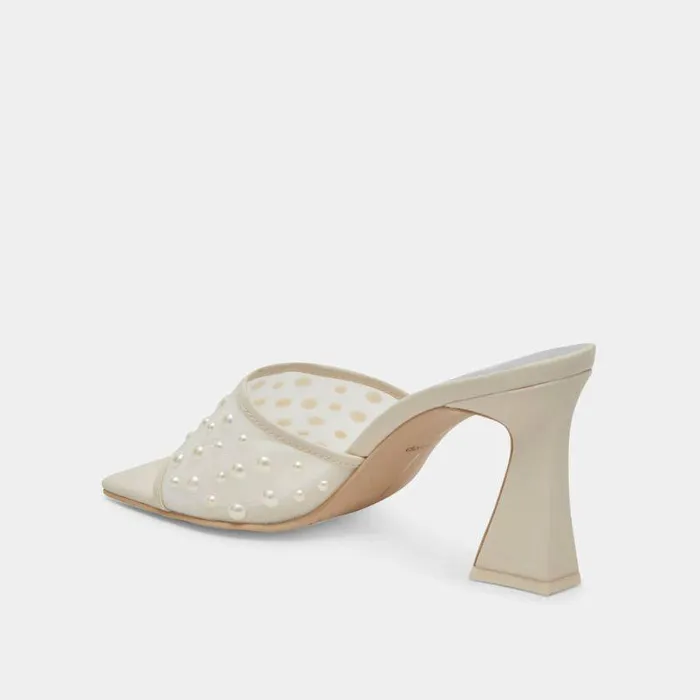 Heels Shop Dolce Vita Narda Pearl Heels Ivory Mesh Ivory Mesh