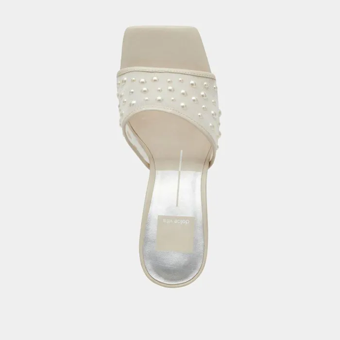 Heels Shop Dolce Vita Narda Pearl Heels Ivory Mesh Ivory Mesh