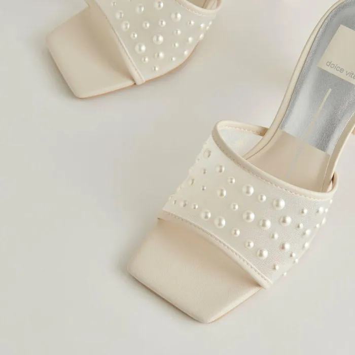 Heels Shop Dolce Vita Narda Pearl Heels Ivory Mesh Ivory Mesh