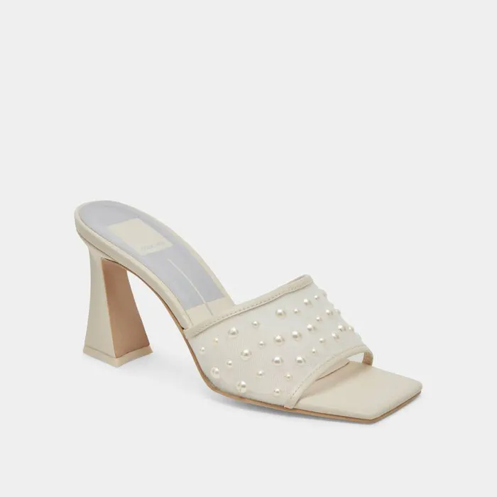 Heels Shop Dolce Vita Narda Pearl Heels Ivory Mesh Ivory Mesh