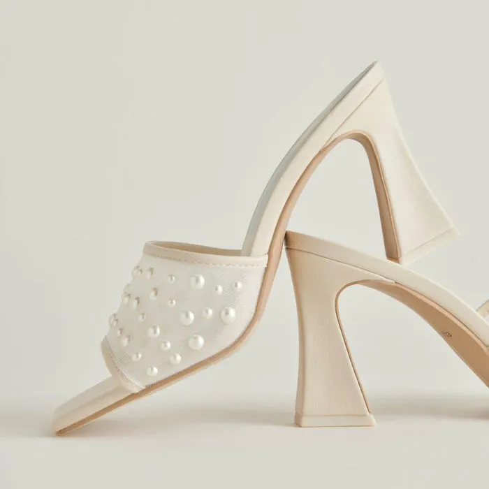 Heels Shop Dolce Vita Narda Pearl Heels Ivory Mesh Ivory Mesh