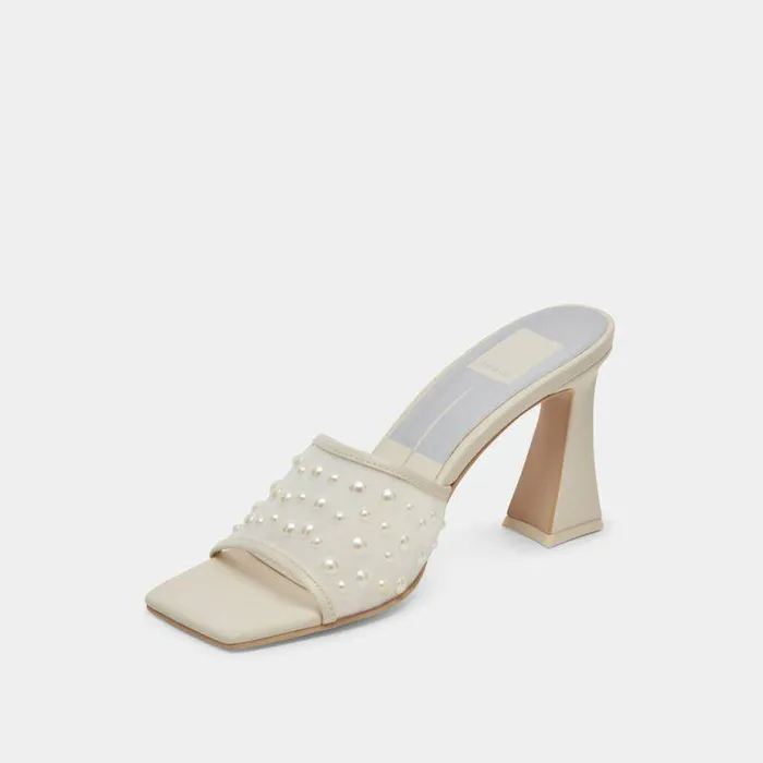 Heels Shop Dolce Vita Narda Pearl Heels Ivory Mesh Ivory Mesh