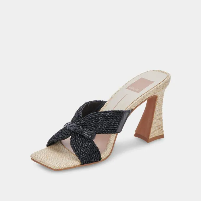 Heels Shop Dolce Vita Nitro Heels Black Raffia Black Raffia