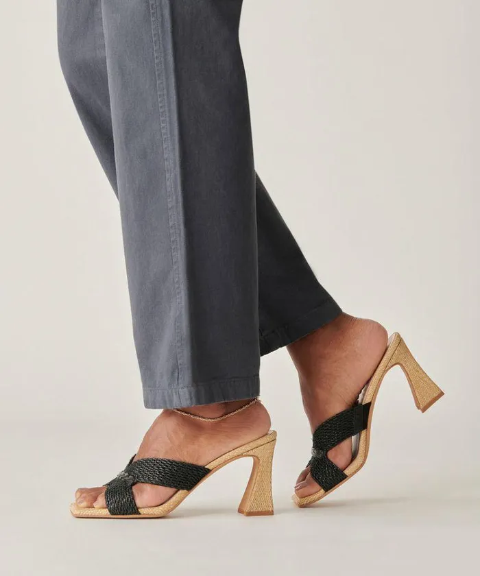 Heels Shop Dolce Vita Nitro Heels Black Raffia Black Raffia