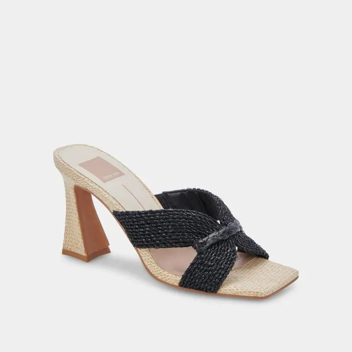 Heels Shop Dolce Vita Nitro Heels Black Raffia Black Raffia