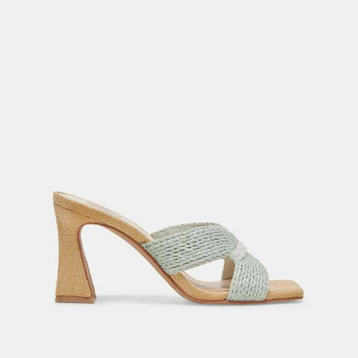 Heels Shop Dolce Vita Nitro Heels Mint Raffia Mint Raffia
