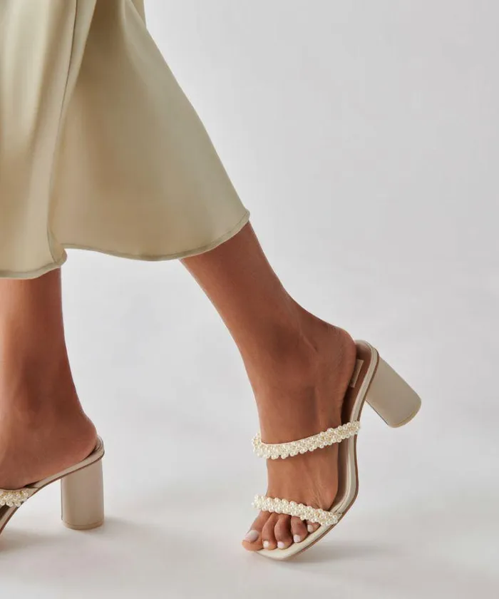 Heels Shop Dolce Vita Noel Heels Vanilla Pearls Vanilla Pearl Bead Heels Vanilla Pearls