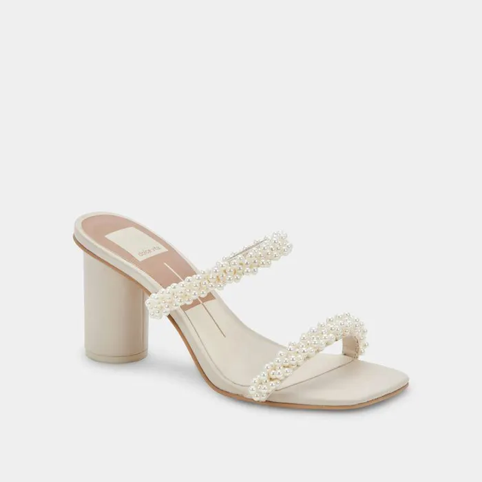 Heels Shop Dolce Vita Noel Heels Vanilla Pearls Vanilla Pearl Bead Heels Vanilla Pearls