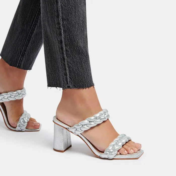 Heels Shop Dolce Vita Paily Heels Silver Metallic Stella Suede Silver Metallic Stella Suede