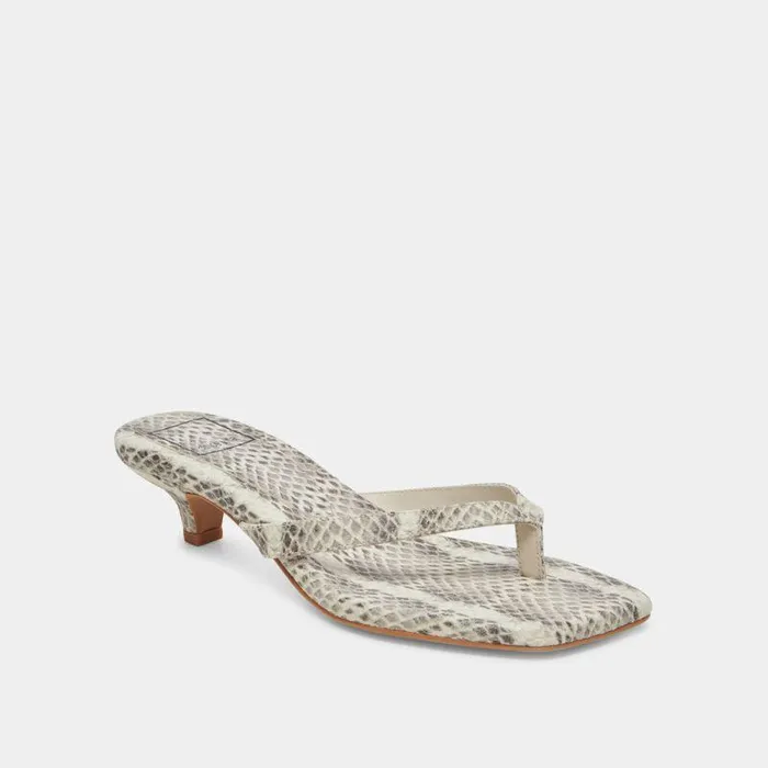 Heels Shop Dolce Vita Tasiah Sandals Grey White Embossed Leather Grey White Embossed Leather