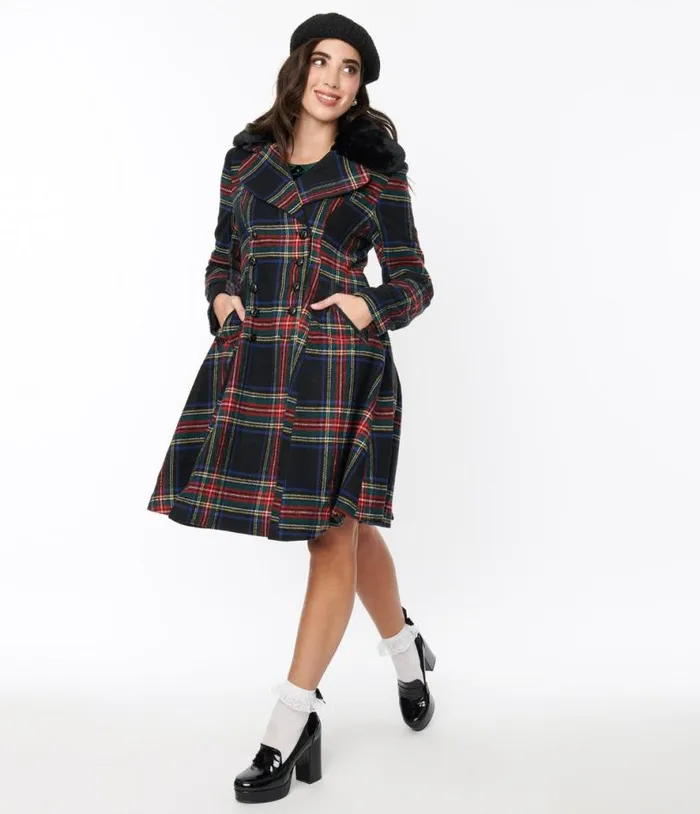 Hell Bunny Black Tartan Forester Coat Clothing Unique Vintage Coats and Jackets Hell Bunny Black Tartan Forester Coat Clothing Unique Vintage Coats and Jackets